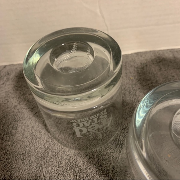 Vintage Red Stag By Jim Beam “Basketball Baseball Dimple” Rocks Glasses Set Of 3 - Picture 5 of 9